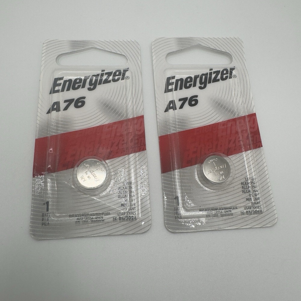 2 pcs Energizer A76 Alkakine Coin 1.5V Batteries Single Pack LR44 357 FRESH